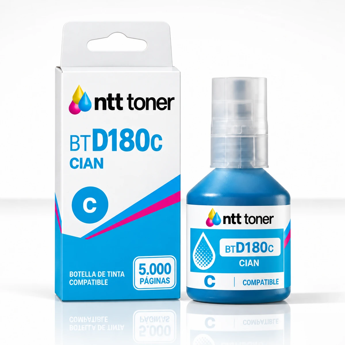Botella Tinta Brother BTD180C Cian Compatible