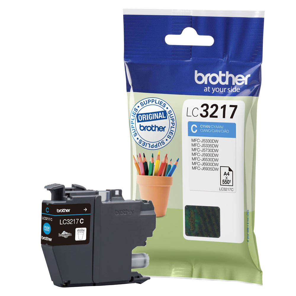 ▷ Cartucho Tinta Original Brother LC3217 Cian