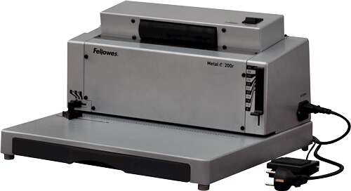 Fellowes Metal E 200R Encuadernadora Electrica de Espiral A4 - Perfora hasta 20 Hojas - Encuaderna hasta 450 Hojas