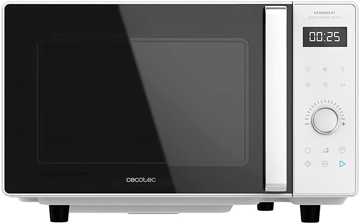 Cecotec GrandHeat 2500 Touch Flatbed White Microondas sin Plato 25L 800W - Panel de Control Tactil - Temporizador hasta 60min - 8 Funciones Preconfiguradas