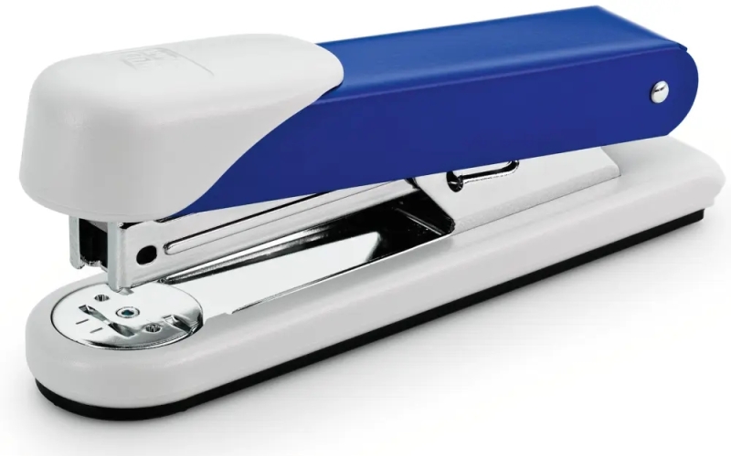 Novus Stabil Grapadora de Sobremesa - Capacidad de grapado 30 Hojas - Grapas 24/6, 26/6 - Grapado Abierto, Cerrado y Clavado - Color Blanco/Azul