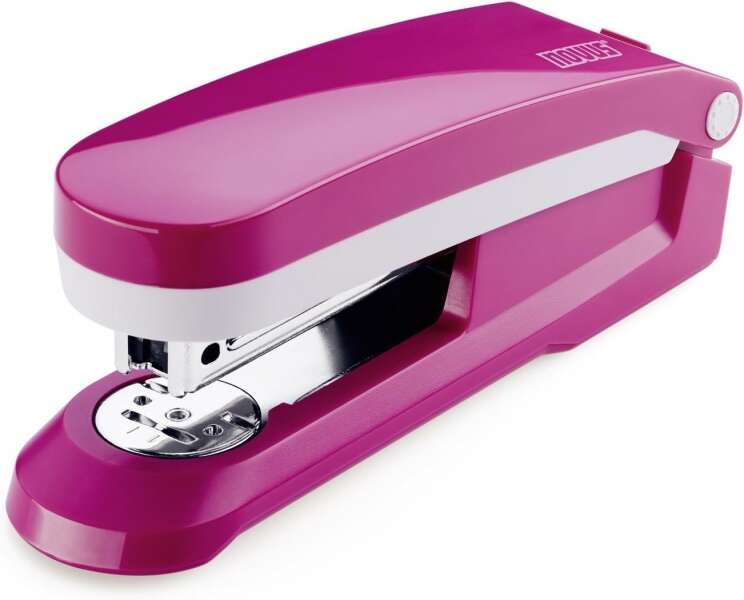 Novus Evolution E 25 Fresh Grapadora + Caja de 200 Grapas 24/6 - Hasta 25 Hojas - Grapado Cerrado, Abierto y Clavado - Color Fucsia