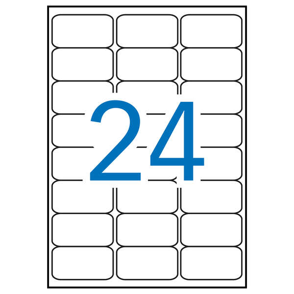 Apli Pack de 2.400 Etiquetas Rectangulares 64x33,9mm - 100 Hojas por 24 Etiquetas - Adhesivo Permanente - Cantos Romos - Color Blanco