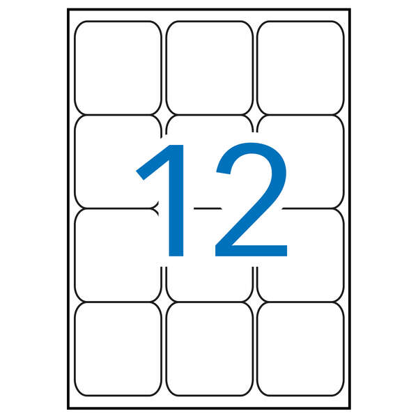 Apli Pack de 1.200 Etiquetas 63,5x72mm - 100 Hojas por 12 Etiquetas - Adhesivo Permanente - Cantos Romos - Color Blanco