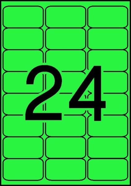 Apli Pack de 480 Etiquetas 64x33.9mm - 20 Hojas por 24 Etiquetas - Adhesivo Permanente - Cantos Romos - Color Verde Fluor