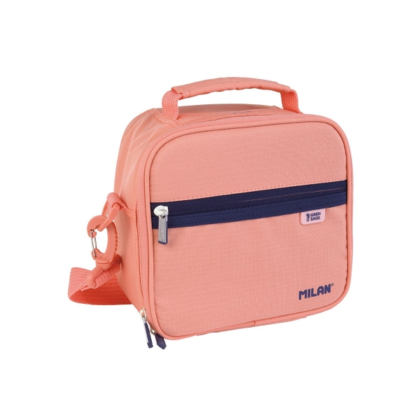 Milan Coleccion 430 Bolsa Isotermica Porta Alimentos 3,5L - Incluye 3 Recipientes para Alimentos - Interior Aislante Termico - Apertura Total - Correa Regulable y Extraible - Color Rosa