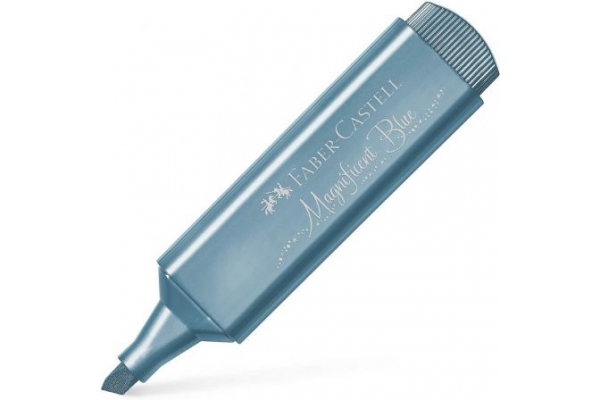 Faber-Castell Rotulador Marcador Fluorescente Textliner 46 - Punta Biselada - Trazo entre 1.2mm y 5mm - Tinta con Base de Agua - Color Azul Metalico