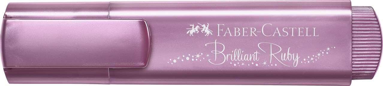 Faber-Castell Textliner 46 Metallic Marcador Fluorescente - Punta Biselada - Trazo entre 1mm y 5mm - Tinta con Base de Agua - Color Rubi Metalico