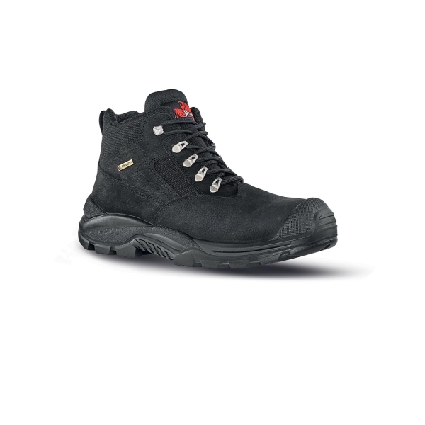 Upower Dude GTX S Botines de Seguridad - Talla 38 - Impermeables y Transpirables, Empeine Piel Nubuck, Puntal Composite, Antiperforacion, Suela Antideslizante PU/PU, Proteccion S7S CI FO SR - Color Negro
