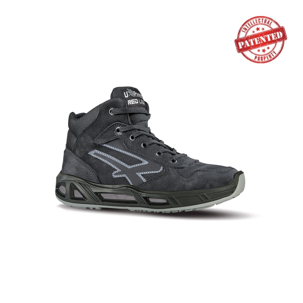 Upower Lift Carpet S ESD Calzado de Seguridad Altos - Talla 38 - Cuero Nubuck, Puntera de Aluminio, Hidrofugos, Antiarrugas, Suela Antideslizante, Proteccion S3S CI FO SR - Color Gris Oscuro