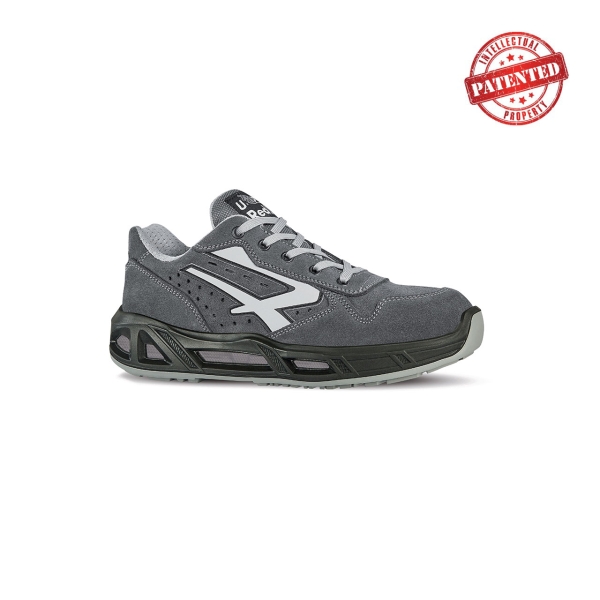 Upower Going Carpet S ESD Calzado de Seguridad Bajos - Talla 39 - Gamuza Perforada, Puntera de Aluminio, Antiarrugas, Antideslizante, Proteccion S1PS FO SR - Color Gris/Blanco