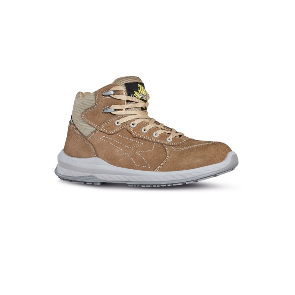 Upower Rebel S ESD Calzado de Seguridad Confortables - Talla 46 - Piel Nubuck Hidrofuga, Puntera Airtoe Composite, Antiperforacion, Suela Antideslizante, Proteccion Frio - Color Beige