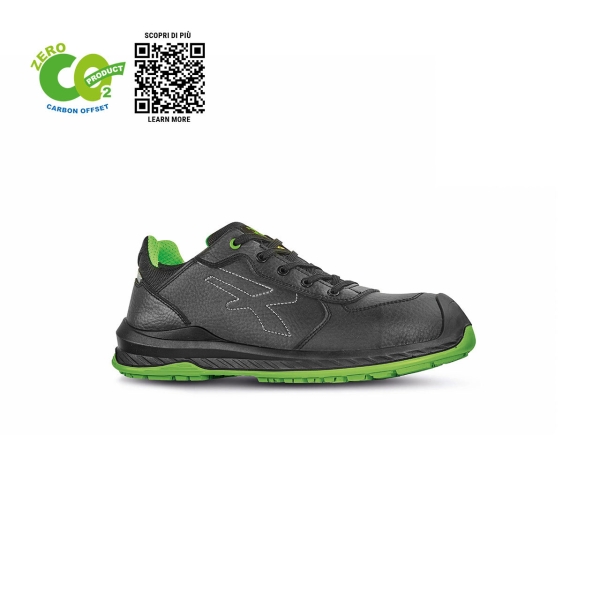 Upower Natural UK S ESD Calzado de Seguridad Bajo - Talla 41 - Comodo y Ligero, Proteccion S3S CI FO SR - Color Negro/Verde