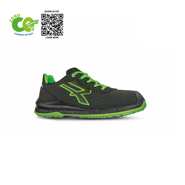 Upower Island UK S ESD Calzado de Seguridad Carbon Neutral - Talla 36 - Proteccion S3S CI FO SR, Confort y Seguridad - Color Negro/Verde