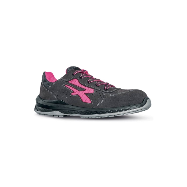 Upower Tokyo S ESD Calzado de Seguridad para Mujer - Talla 37 - Plantilla Antifatiga, Gamuza Perforada, Puntera AirToe Composite, Antiperforacion, Suela Antiabrasion - Color Gris/Rosa