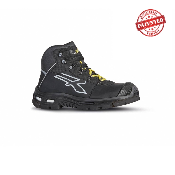 Upower Silver S ESD Zapato de Seguridad ESD - Talla 41 - Parte Superior Hidrofuga, Costuras de Kevlar, Sistema Infinergy, Puntera AirToe Aluminium, Suela Antiperforacion, Antideslizante, Proteccion S3S CI FO SR - Color Negro/Amarillo