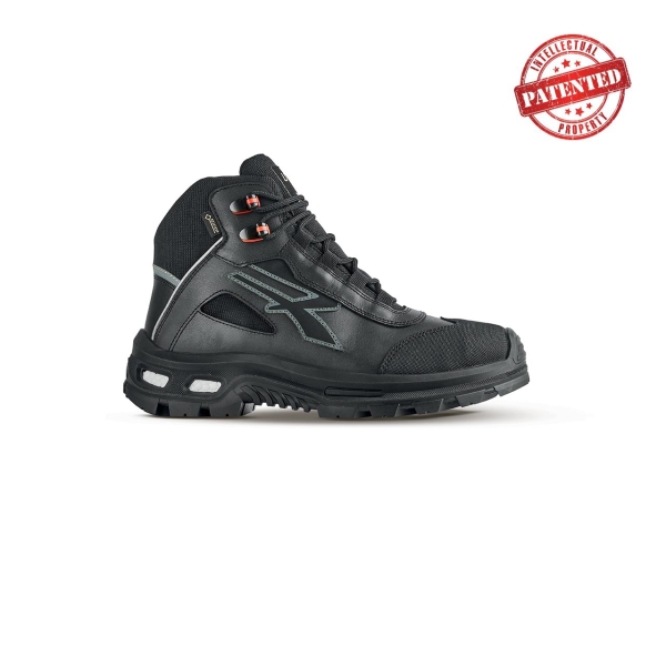 Upower Fixed S Zapato de Seguridad Alto - Talla 38 - Cuero de Grano Suave, Puntera Antiabrasion, Repelente al Agua, Forro Gore-Tex, Proteccion S7S CI FO SR - Color Negro