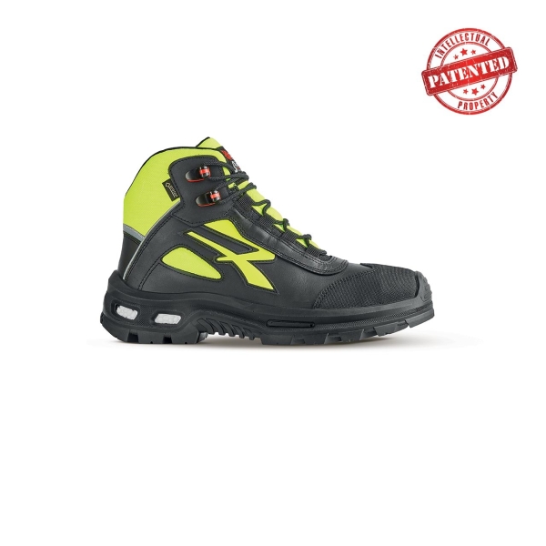 Upower Mind S 3 Zapato de Seguridad Alto - Talla 39 - Cuero de Grano Suave, Puntera en Compuesto, Forro Gore-Tex, Suela Infinergy, Proteccion S7S CI FO SR - Color Gris/Amarillo