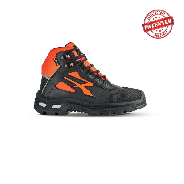 Upower Spirit S Zapato de Seguridad Alto - Talla 41 - Forro de Cuero de Grano Suave, Puntera Resistente a la Abrasion, Repelente al Agua, Forro Gore-Tex, Proteccion S7S CI FO SR - Color Gris/Naranja