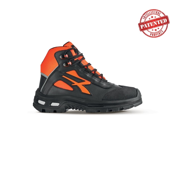 Upower Kreed S ESD Zapato de Seguridad Alto - Talla 37 - Forro de Cuero de Grano Suave, Puntera Resistente a la Abrasion, Repelente al Agua, Proteccion S3S CI FO SR - Color Negro/Naranja