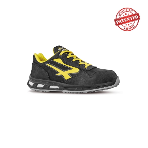 Upower Bolt S ESD Calzado de Seguridad Bajos - Talla 36 - Cuero Nubuck Resistente al Agua, Puntera de Aluminio, Suela PU/PU Infinergy, Hidrofugos, Antiarrugas, Antideslizantes, Proteccion S3S CI FO SR - Color Negro/Amarillo