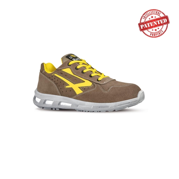 Upower Adventure S ESD Calzado de Seguridad Bajos - Talla 48 - Gamuza Perforada, Puntera de Aluminio, Antideslizante, Proteccion S1PS FO SR - Color Beige/Amarillo