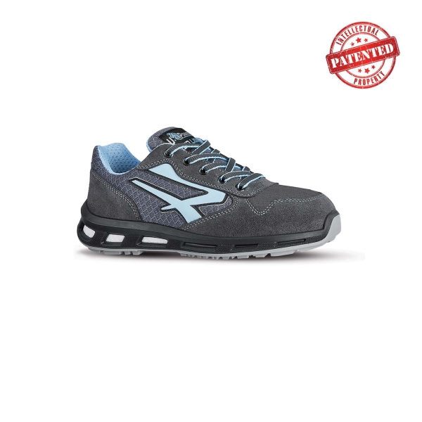 Upower Lolly S ESD Calzado de Seguridad Bajos - Talla 38 - Parte Superior de Nailon Ultraflexible y Gamuza Suave, Puntera de Aluminio, Suela Antideslizante, Proteccion S1PS FO SR - Color Gris/Azul