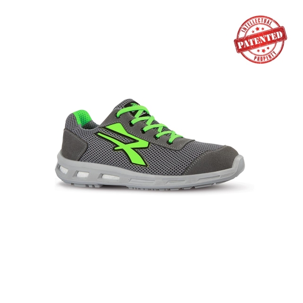 Upower Summer S ESD Calzado de Seguridad - Talla 45 - Puntera AirToe Aluminium, Antipinchazos, Suela Infinergy, Transpirable, Proteccion S1PS FO SR - Color Gris/Verde