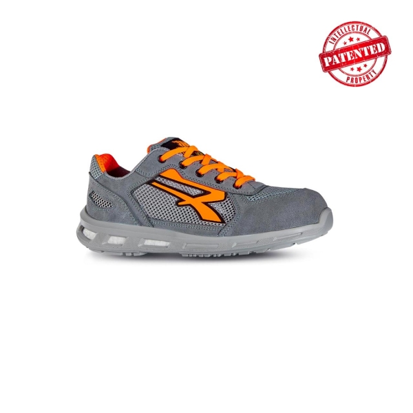 Upower Ultra S ESD Calzado de Seguridad - Talla 38 - Puntera AirToe Aluminium, Sistema Antipinchazos, Suela Infinergy, Clase de Proteccion S1PS FO SR, Ligero y Transpirable - Color Gris/Naranja