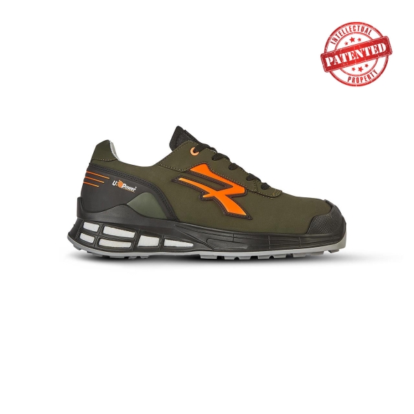 Upower Xeno S ESD Calzado de Seguridad con Proteccion Integral - Talla 37 - Empella Hidrofuga, Plantilla Anatomica, Puntera AirToe Aluminium, Antiperforacion, Aislamiento Contra el Frio - Color Verde Oliva/Naranja