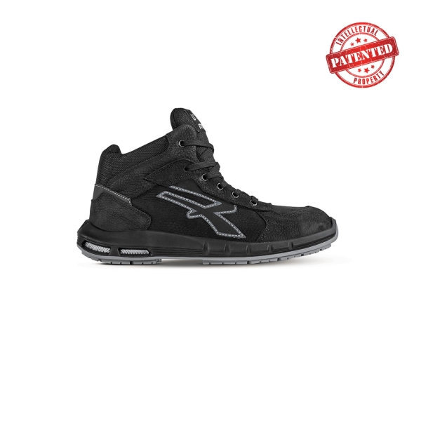 Upower Nek Plus S ESD Calzado de Seguridad Altos - Talla 36 - Cuero Nubuck, Puntera de Aluminio, Hidrofugos, Antiarrugas, Antideslizantes, Suela PU/PU High Rebound, Proteccion S3S CI FO SR - Color Negro