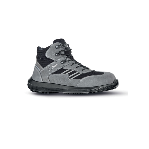 Upower Florida S Calzado de Seguridad Botines - Talla 43 - Empeine en Gamuza, Textile Ultrarrespirable, Puntal AirToe Composite, Antiperforacion, Antideslizante, Suela PU/PU, Proteccion S1PS FO SR - Color Gris