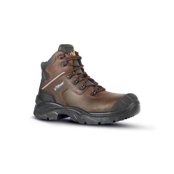 Upower Greenland UK S Calzado de Seguridad Botines - Talla 48 - Empeine Piel Hidrofugo, Refuerzo Poliuretano, AirToe Composite, Antiperforacion, Antideslizante, Suela PU/PU, Proteccion S3S FO SR - Color Marron