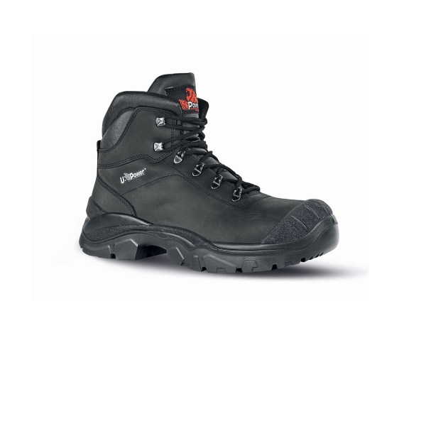 Upower Terranova UK S Calzado de Seguridad Botines - Talla 38 - Empeine en Piel Pull-Up Hidrofugo, Puntal AirToe Composite, Antiperforacion, Antideslizante, Proteccion S3S FO SR - Color Negro
