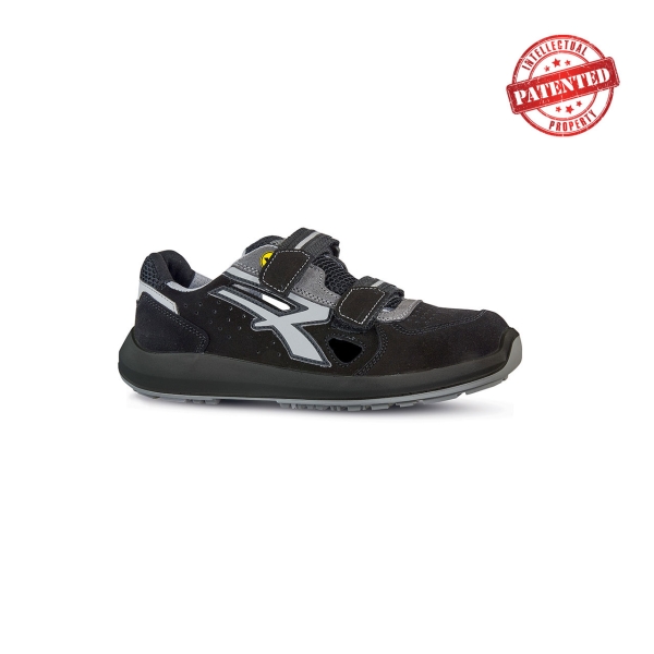 Upower Trix S ESD Calzado de Seguridad Bajos - Talla 36 - Gamuza Perforada, Puntera de Aluminio, Antideslizante, Antiarrugas, Suela PU/PU High Rebound, Proteccion S1PS FO SR - Color Negro