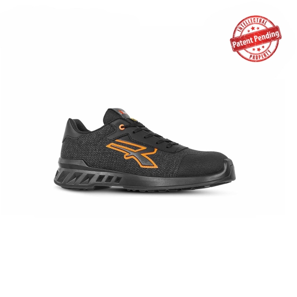 Upower Bradley S ESD Zapato de Seguridad Ligero - Talla 48 - Nylon Transpirable, Puntera Antiabrasion, Suela Antideslizante, Proteccion Anti-perforacion, Antiestatica, Clase S1PS FO SR - Color Negro/Naranja