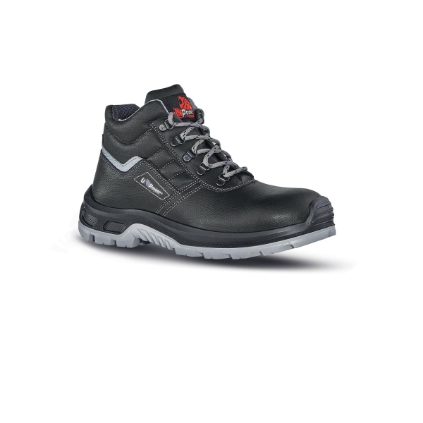 Upower Pitucon L Botines de Seguridad - Talla 40 - Empeine Piel Grana Mina Hidrofugo, Puntal Composite, Lamina Acero Ergonomica, Suela Antideslizante PU/PU, Proteccion S3 FO SR - Color Negro