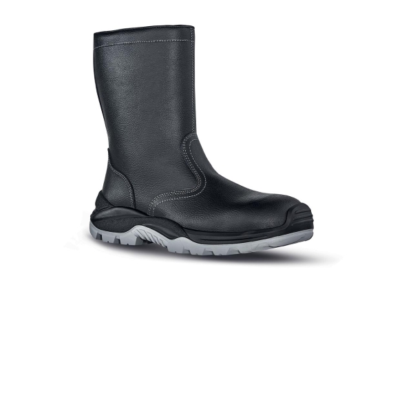 Upower Taiga L Botines de Seguridad - Talla 44 - Empeine Hidrofugo, Cremallera Lateral, Puntal Composite, Antiperforacion, Antideslizante, Suela Doble Densidad, Proteccion S3 CI FO SR - Color Negro