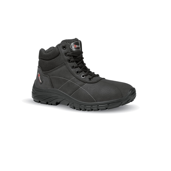 Upower Sting Grip Calzado de Seguridad Botines - Talla 43 - Piel Nubuck Hidrofugo, Antiestatico, Resistente a Hidrocarburos, Suela Antideslizante, Proteccion 02 FO SR - Color Negro