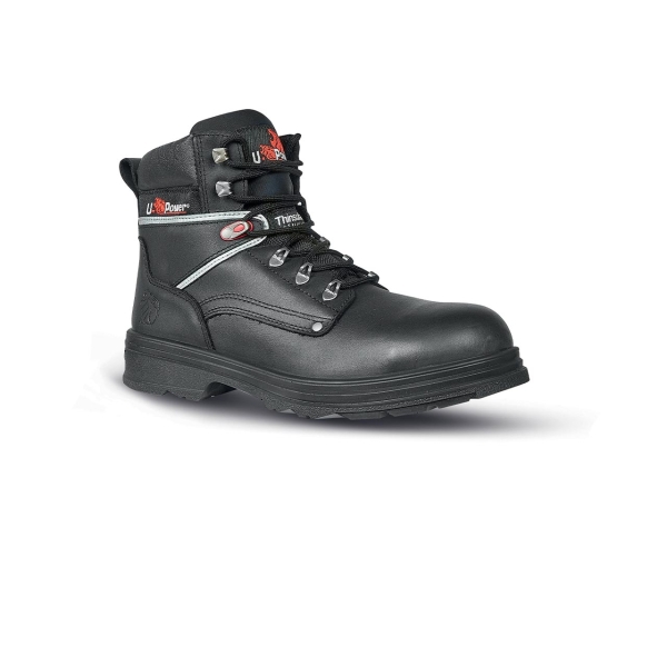 Upower Performance S Botines de Seguridad - Talla 40 - Empeine Piel Hidrofugo, Puntal Composite, Antiperforacion, Suela Antideslizante, Transpirable, Aislamiento Thinsulate, Proteccion S3S CI FO SR - Color Negro