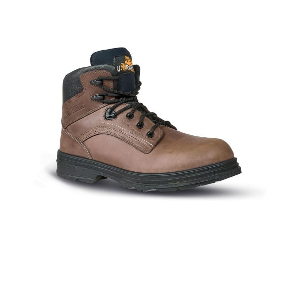 Upower Tribal S Calzado de Seguridad Botines - Talla 44 - Empeine Piel Pull-Up Engrasado Hidrofugo, Puntal Composite, Antiperforacion, Transpirables, Antideslizantes, Suela PU/PU, Proteccion S3S FO SR - Color Marron