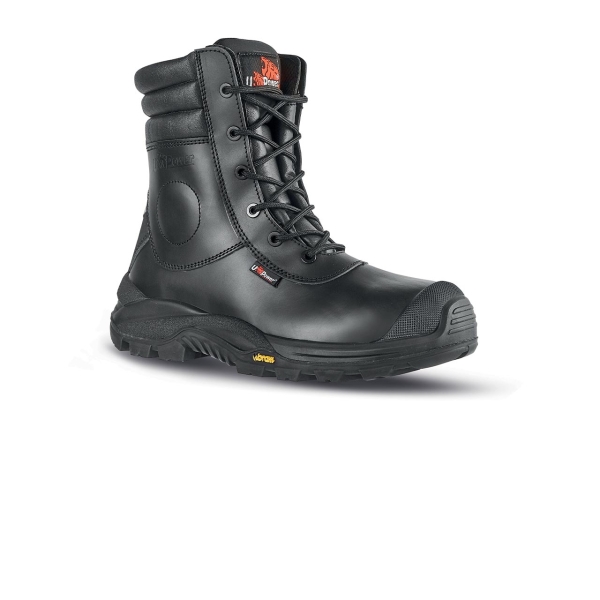 Upower Leopard UK S Botas de Seguridad - Talla 46 - Empeine Piel Hidrofugo, Puntal Composite, Antiperforacion, Antideslizante, Suela PU VIBRAM, Proteccion S3S CI HI HRO FO SR - Color Negro
