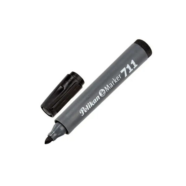 Pelikan 711F Rotulador Permanente - Punta de Fibra Redonda Gruesa - Secado Rapido - Resistente al Agua - Color Negro
