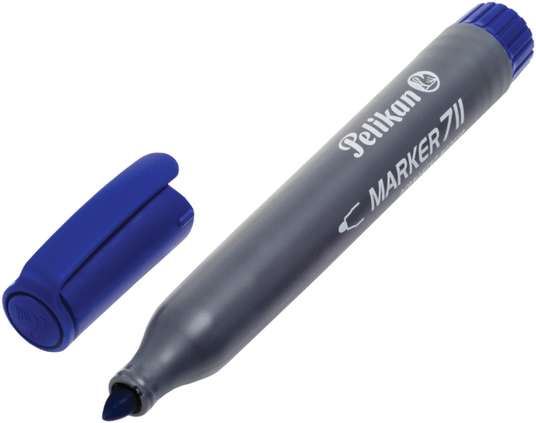 Pelikan 711F Rotulador Permanente - Punta de Fibra Redonda Gruesa - Secado Rapido - Resistente al Agua - Color Azul
