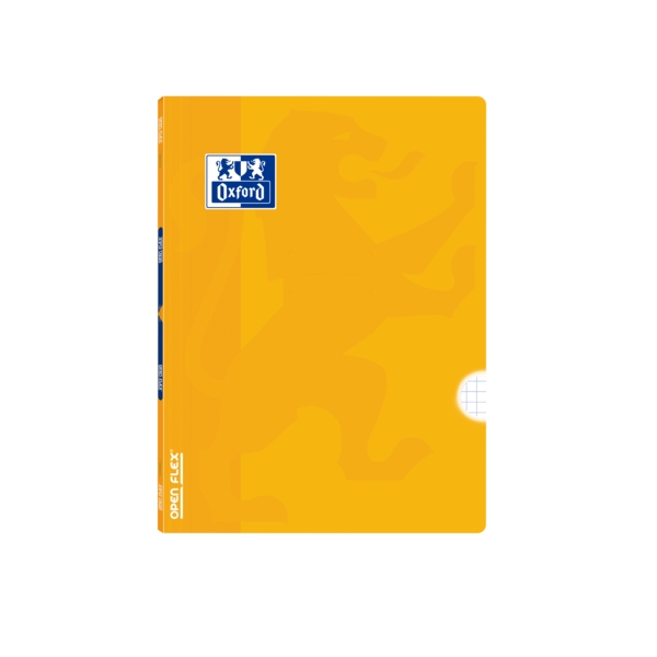 Oxford School Classic Openflex Libreta Grapada A5+ 48 Hojas Cuadricula 4x4 con Margen - Tapa de Plastico Translucido - Ideal para Estudiantes - Color Amarillo
