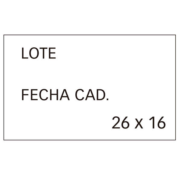 Apli Pack de 6 Rollos x 1.000 Etiquetas Blancas Removibles 26x16mm para Etiquetadoras de Precios de 2 Lineas - Preimpresas con \"Lote\" y \"Fecha Cad\" - Compatibles con Modelos 101419 y 102365