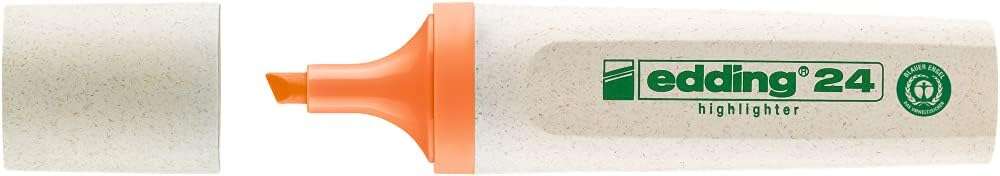 Edding 24 EcoLine Marcador Fluorescente - Punta Biselada - Trazo entre 2-5mm - 90% de Plastico Reciclado - Etiqueta Ecologica Blue Angel - Color Naranja