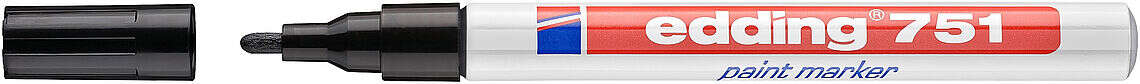 Edding 751 Rotulador Permanente - Punta Redonda - Trazo entre 1 y 2 mm. - Tinta Opaca - Secado Rapido - Color Negro