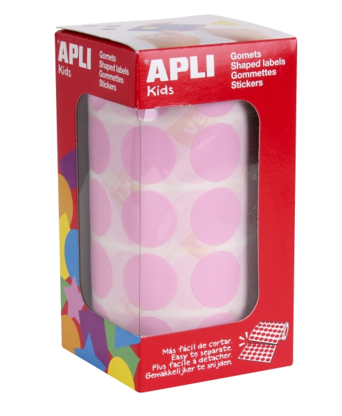 Apli Rollo de 1.770 Gomets Redondos Ø 20mm - Adhesivo Permanente Base Agua - Libre de Disolventes - Color Rosa Claro Apli Rollo de 1.770 Gomets Redondos Ø 20mm - Adhesivo Permanente Base Agua - Libre de Disolventes - Color Rosa Claro