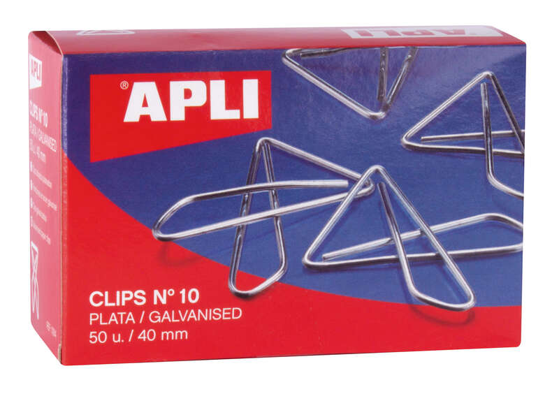 Apli Clips Mariposa Alambre Nº 10 (40mm) Acabado Galvanizado-Plata-Organiza tus Documentos con Estilo-Caja con 50 Clips